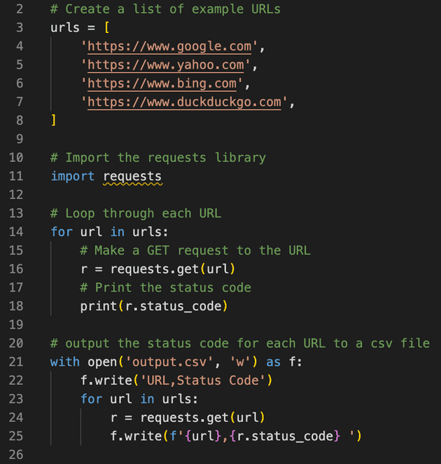 Screenshot showing CoPilot generated Python script