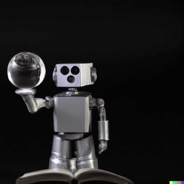 A robot holding a crytal ball